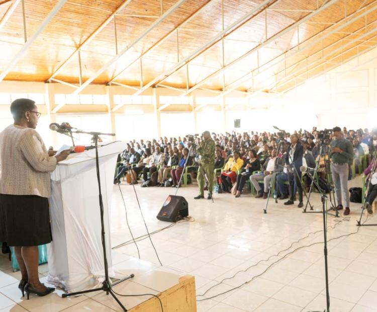 PS State Department for Correctional Services, Dr. Salome Beacco, CBS addressing the newly recruited probation officers at the Prison Staff Training College in Ruiru. (Photo Courtesy: Patrick Ambani)